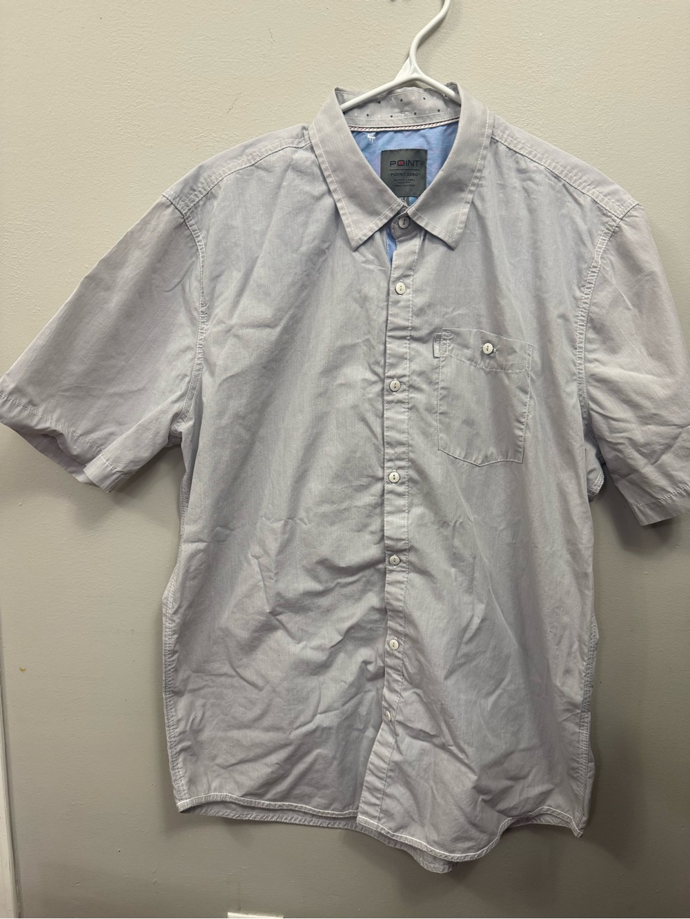 Point Zero Pale Gray Short-Sleeve Button-Down Shirt Men's XL